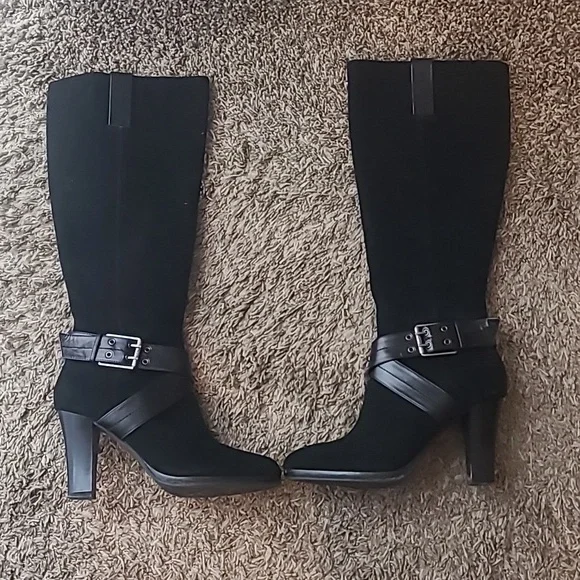 Chaps Candence Black Suede Leather Boots - Picture 3 of 10